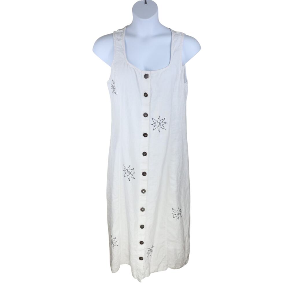 Madewell Women Sleeveless Button Front Embroidered Dress White 14